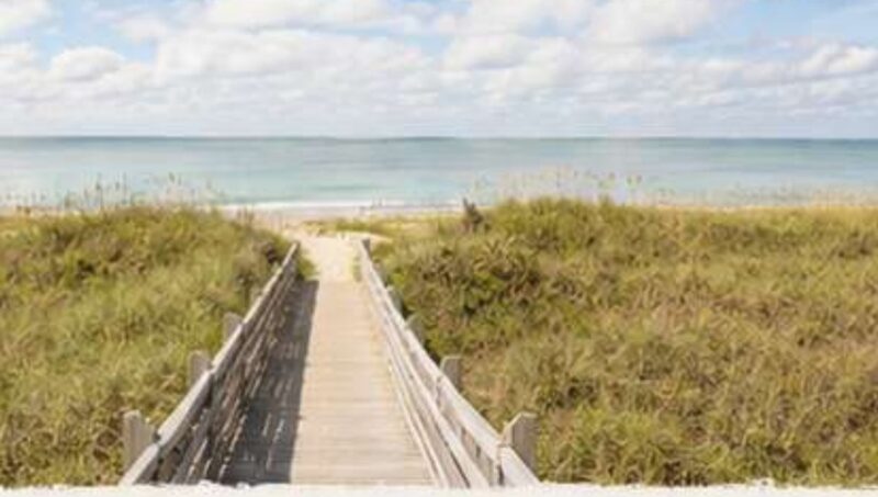 Boardwalk leading to the beach near The Dunes